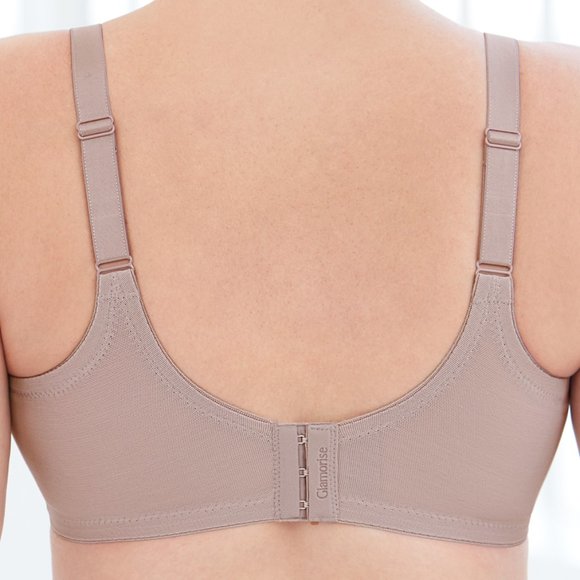 Glamorise 50H Plus-Size COMFORT LIFT Bra Wireless-Support SOFT-LACE Taupe NEW - Picture 5 of 13